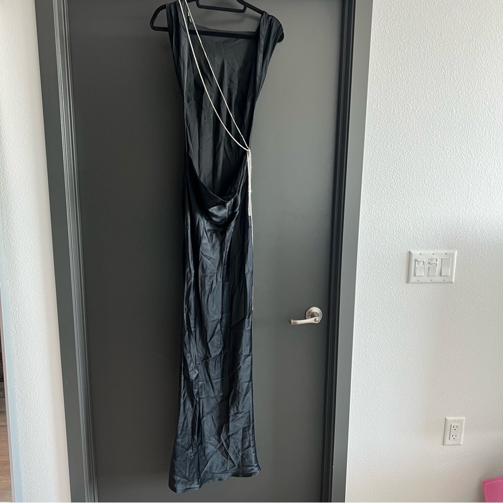 The Bar Pierre Gown maxi dress silk open back in black size 4 - Picture 12 of 16
